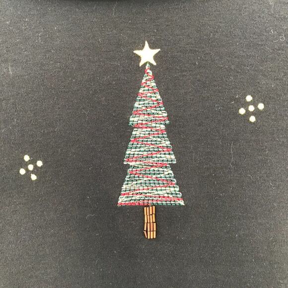 Bechamel Womens Christmas Tree Holiday Button Up Embroidered Beaded Top M - Picture 6 of 9